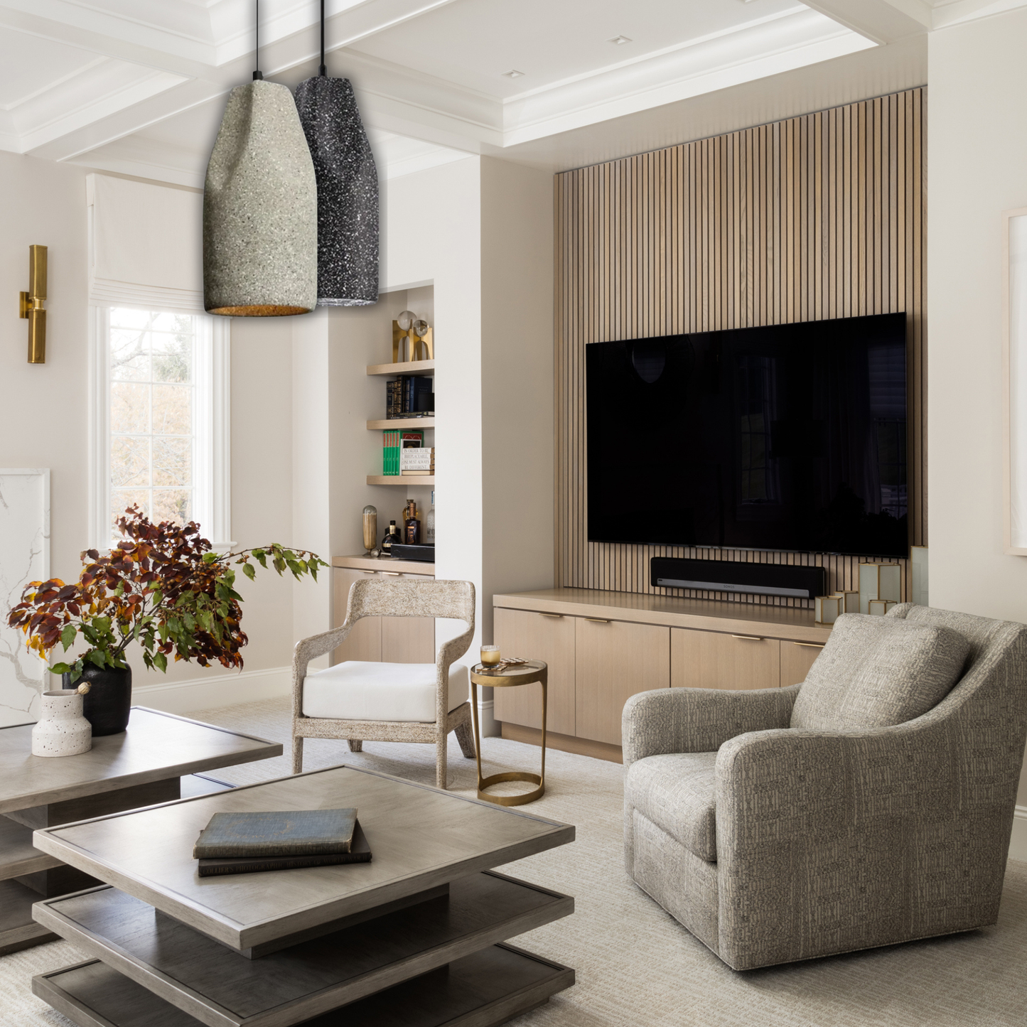 Suspension ciment terrazzo allongée déformée scandinave