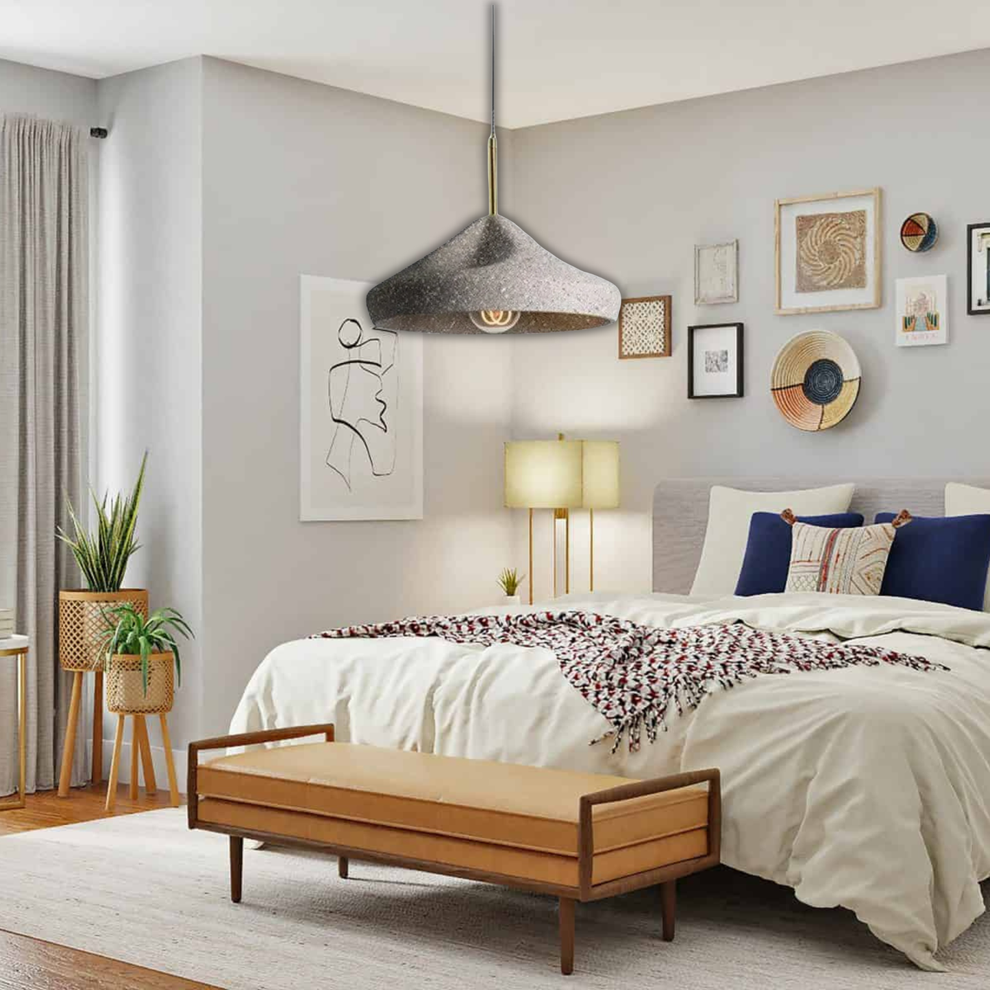 Suspension ciment terrazzo évasée déformée scandinave industriel