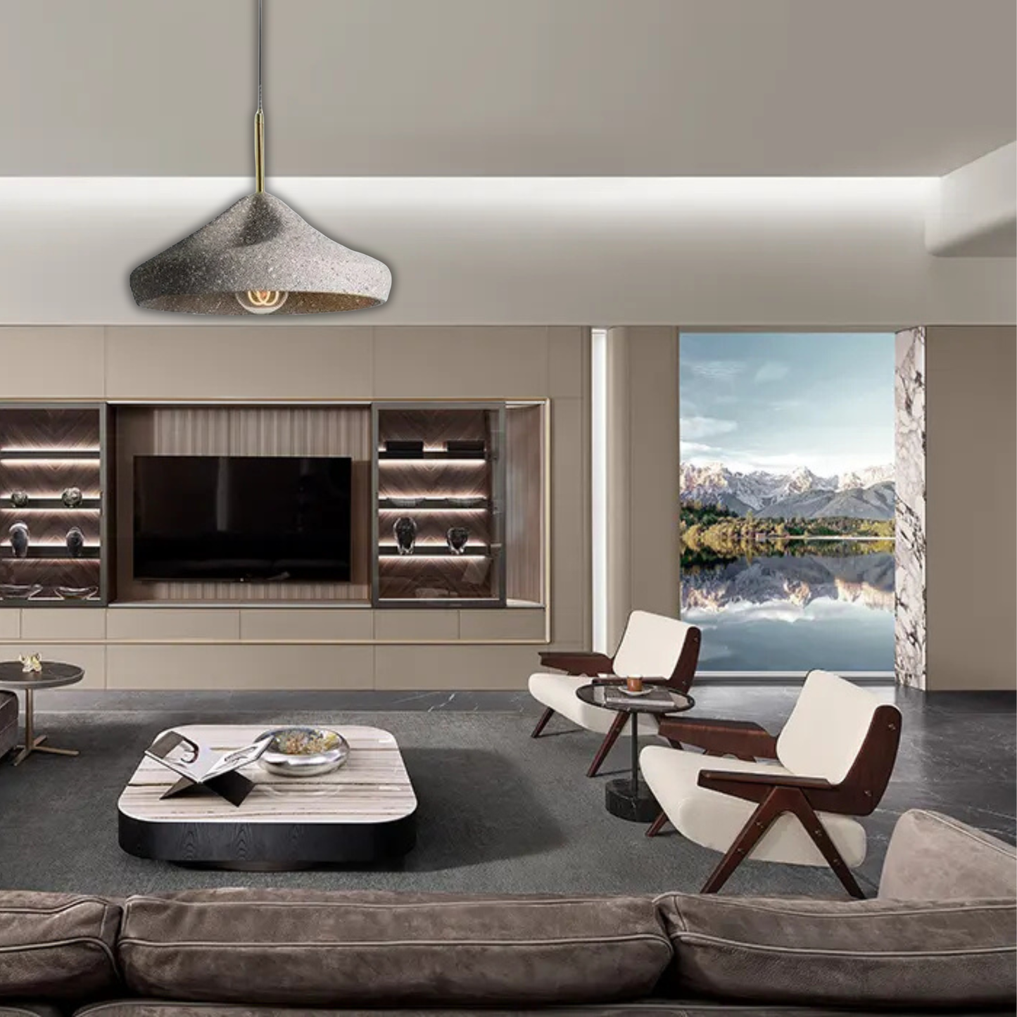 Suspension ciment terrazzo évasée déformée scandinave industriel