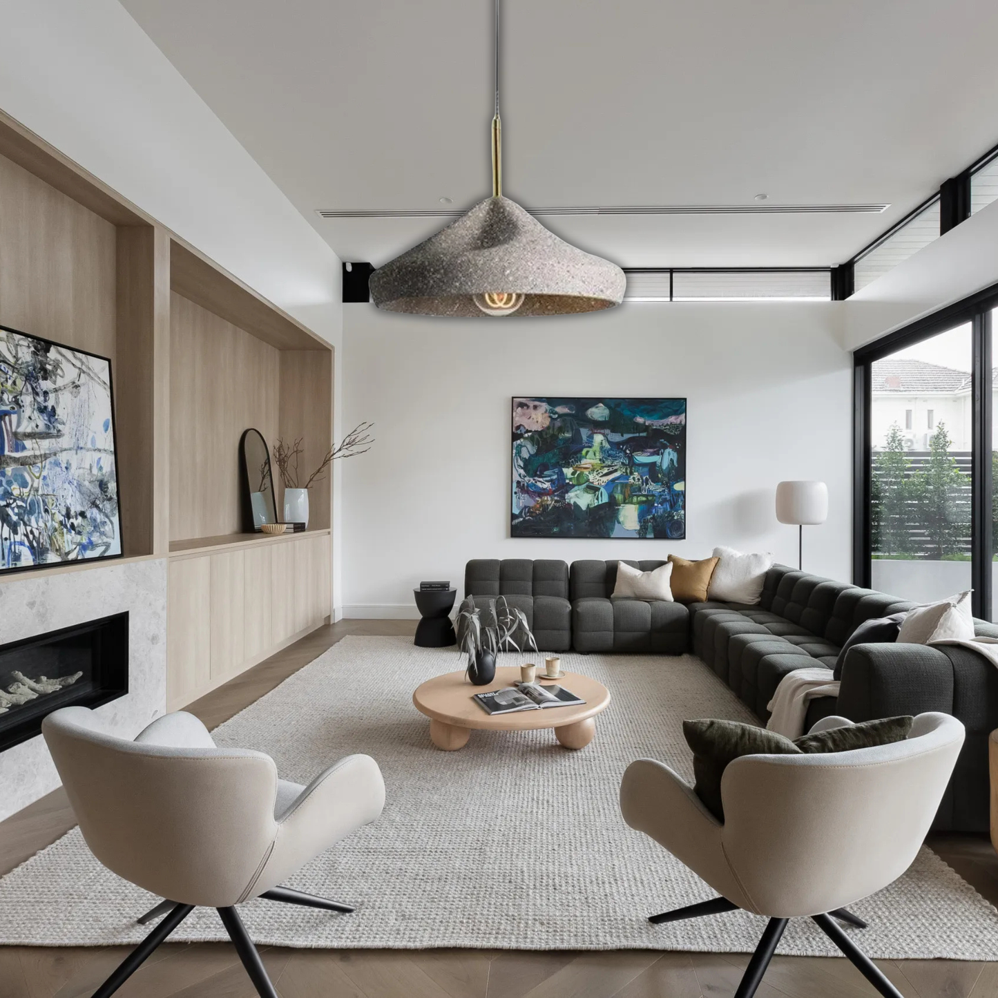 Suspension ciment terrazzo évasée déformée scandinave industriel