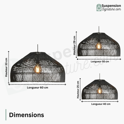 Suspension cloche ajourée en osier design vintage