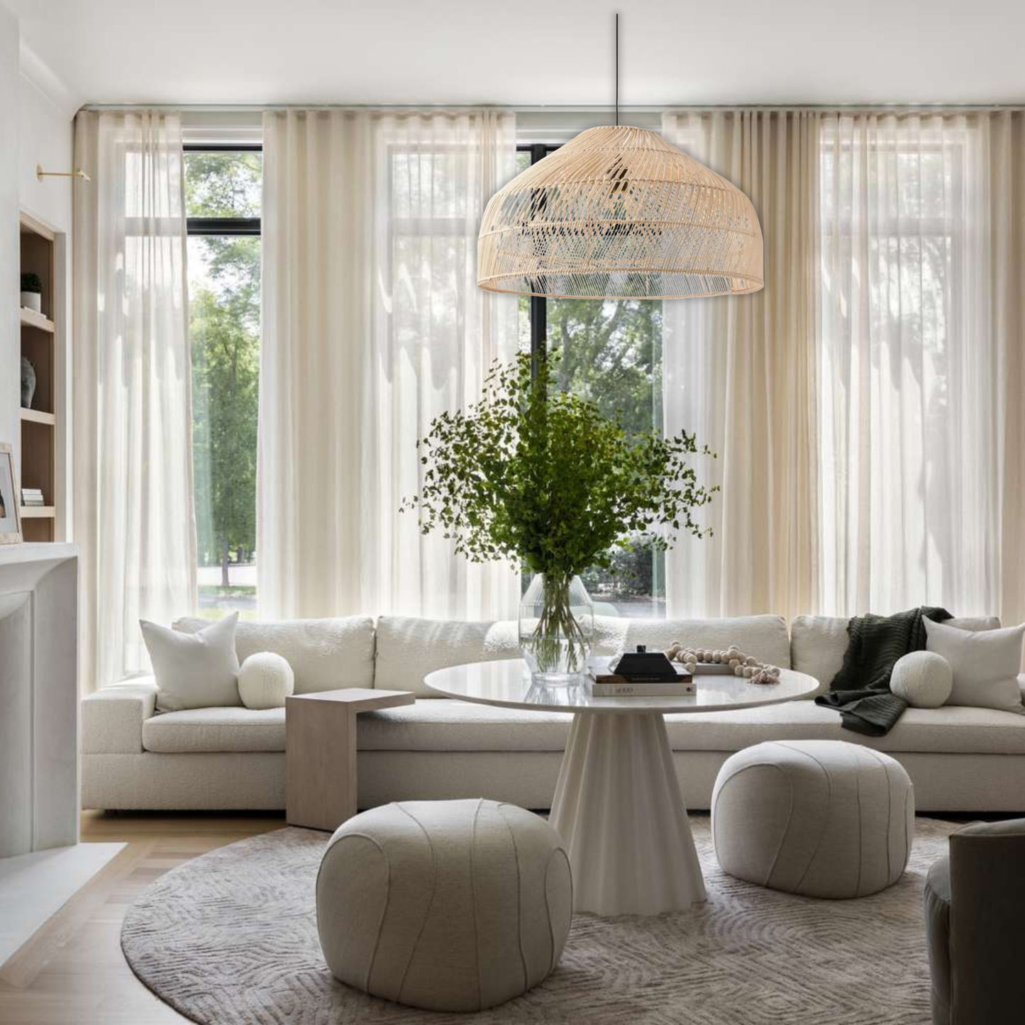 Suspension cloche ajourée en osier design vintage