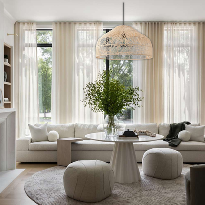 Suspension cloche ajourée en osier design vintage