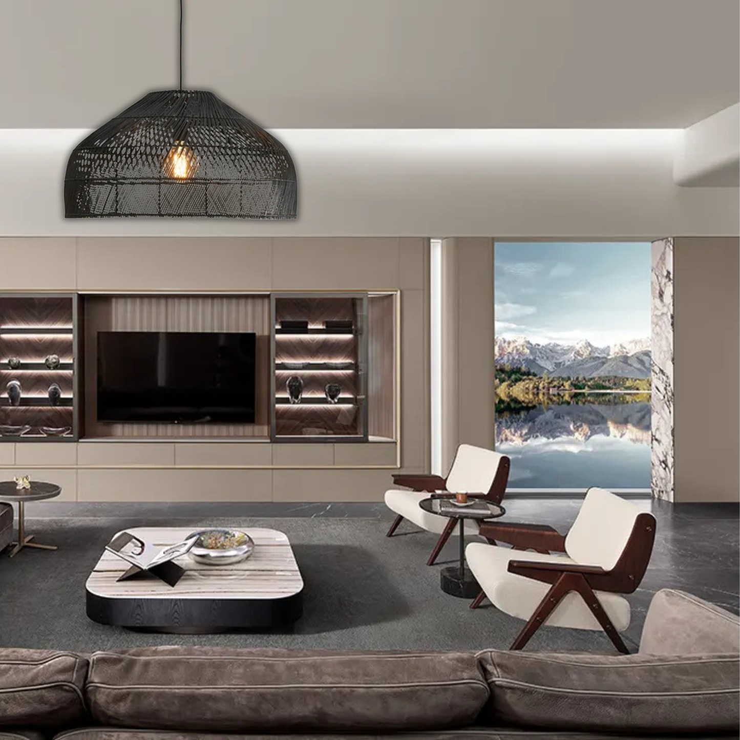 Suspension cloche ajourée en osier design vintage