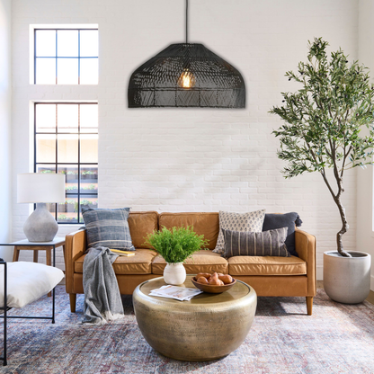 Suspension cloche ajourée en osier design vintage