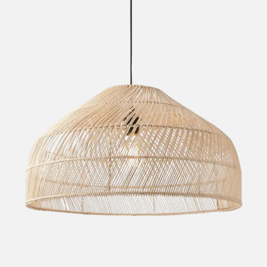 Suspension cloche ajourée en osier design vintage