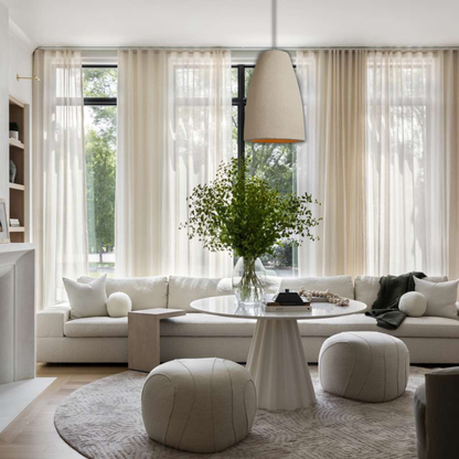 Suspension cloche allongée effet terre cuite beige bohème