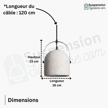 Suspension cloche ciment terrazzo design industriel