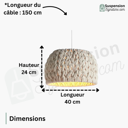 Suspension cloche en corde tressée design scandinave
