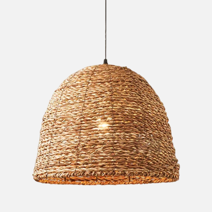 Suspension cloche en osier raphia bohème