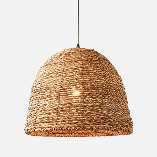 Suspension cloche en osier raphia bohème