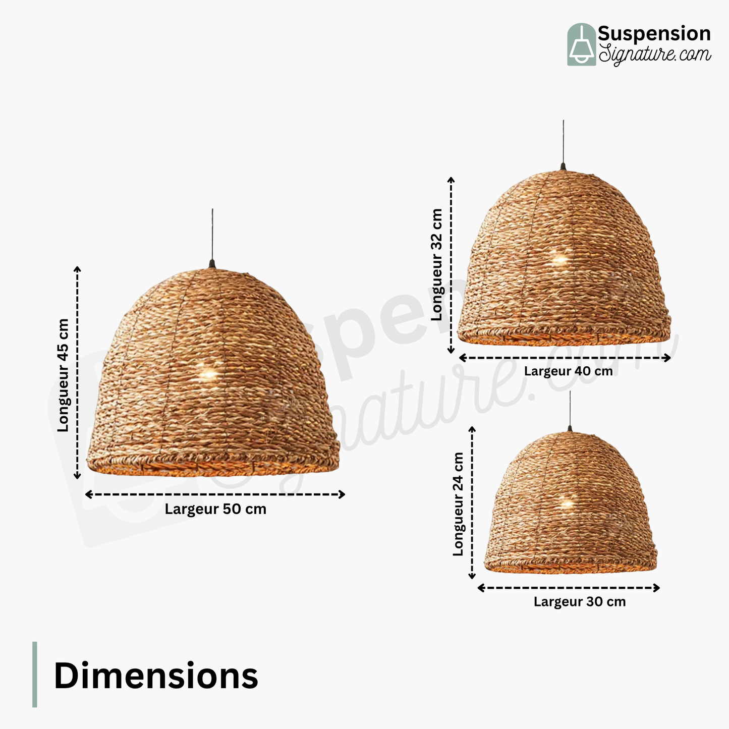 Suspension cloche en osier raphia bohème