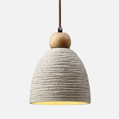 Suspension cloche rainurée terre cuite bois scandinave