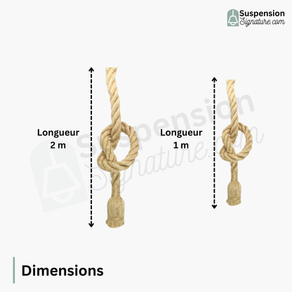 Suspension corde de chanvre nouée design bohème