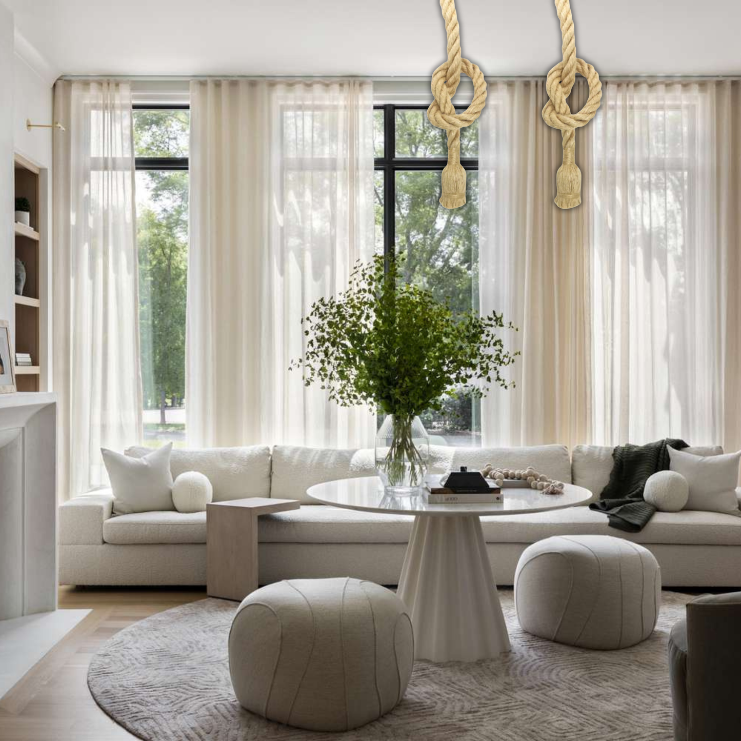 Suspension corde de chanvre nouée design bohème