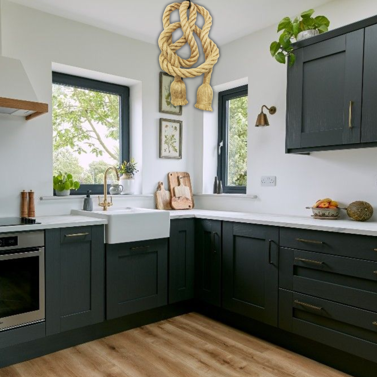 Suspension corde de chanvre nouée design bohème