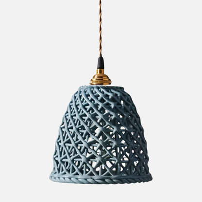 Suspension céramique effet cannage cloche