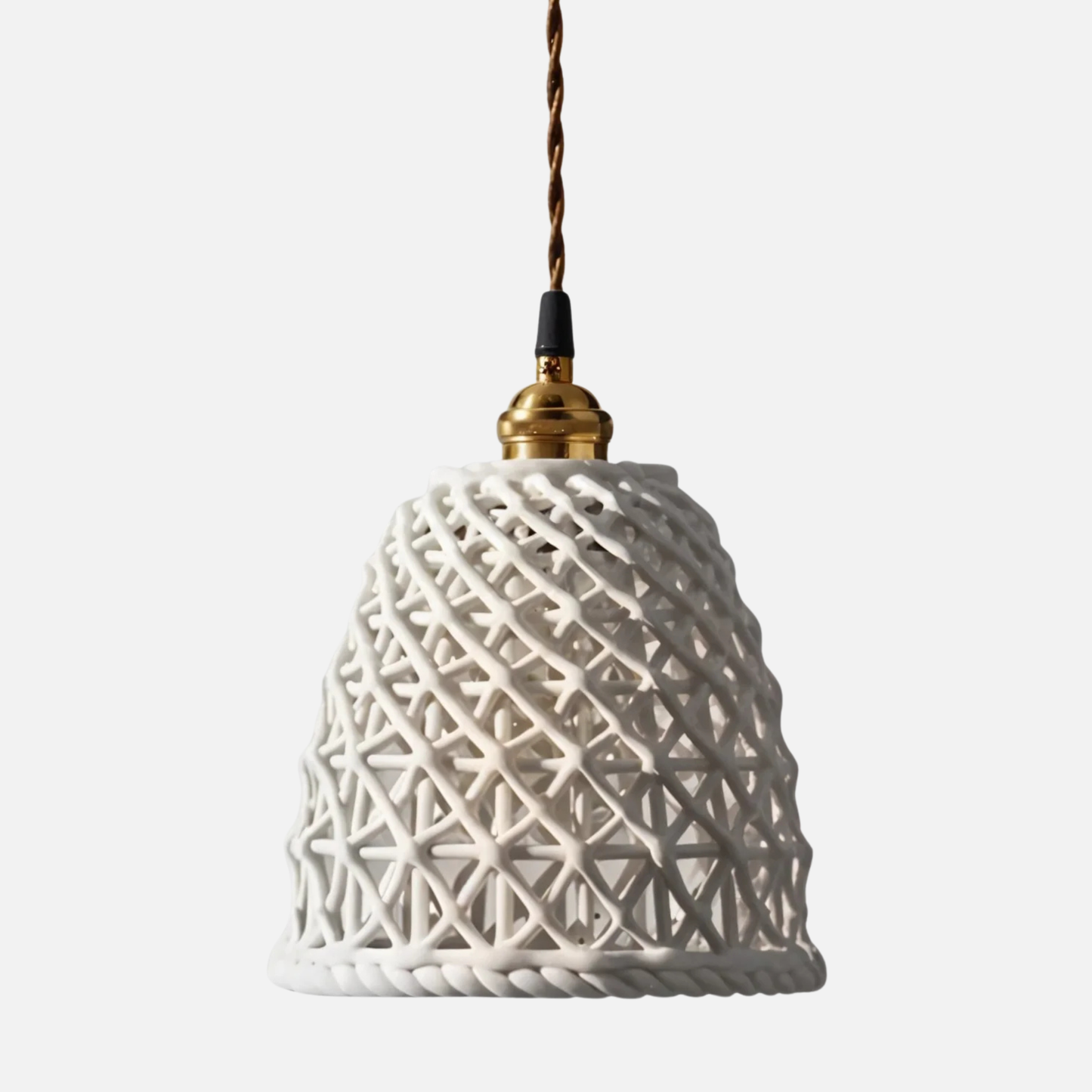 Suspension céramique effet cannage cloche