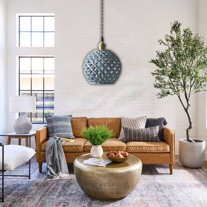 Suspension céramique effet cannage forme boule