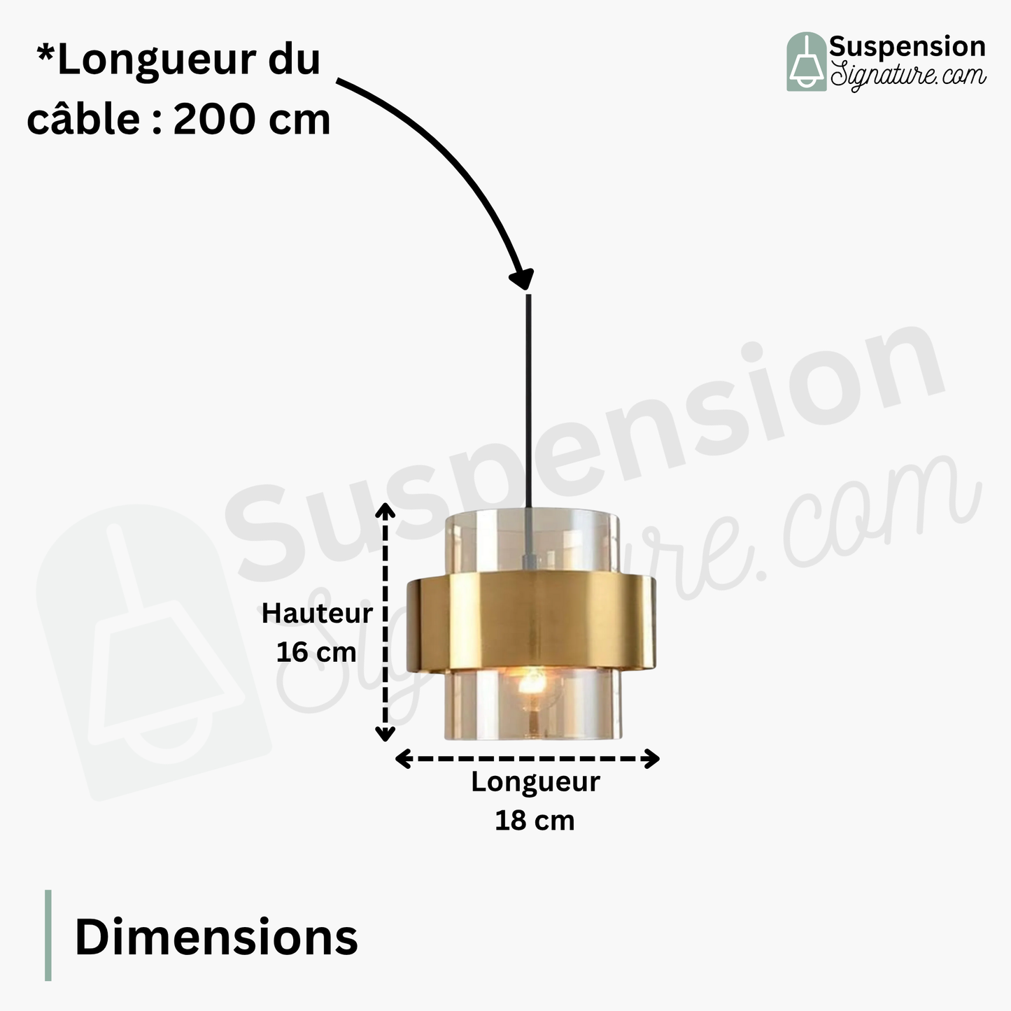 Suspension cylindres verre fumé et laiton design art déco