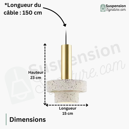Suspension cylindrique marbre et cuivre doré design art déco
