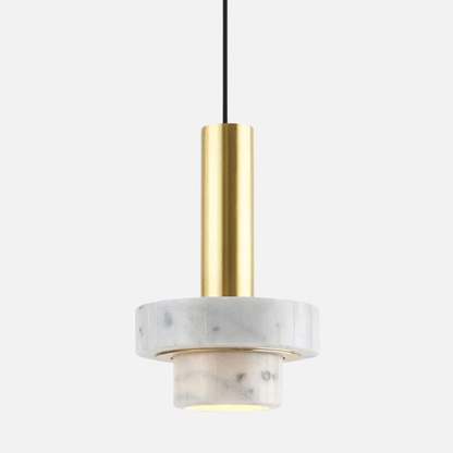 Suspension cylindrique marbre et cuivre doré design art déco
