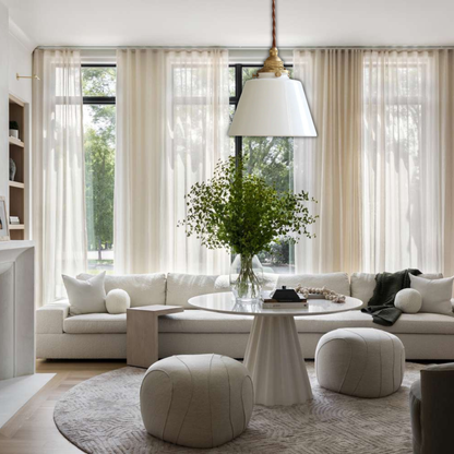 Suspension en laiton et céramique design évasé rétro