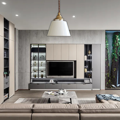 Suspension en laiton et céramique design évasé rétro