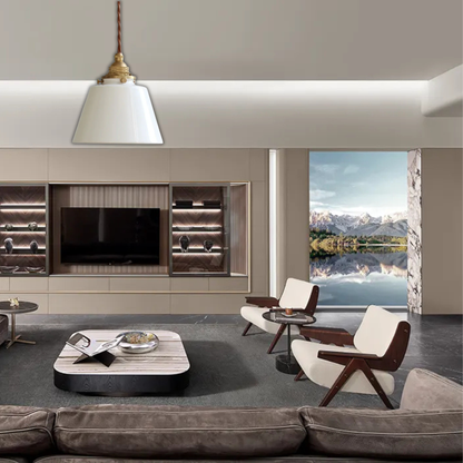 Suspension en laiton et céramique design évasé rétro