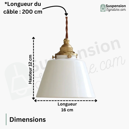 Suspension en laiton et céramique design évasé rétro