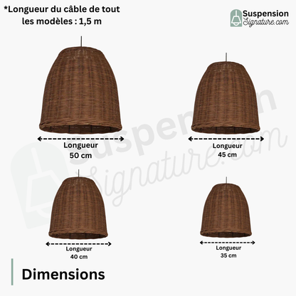 Suspension en osier tressé cloche style bohème