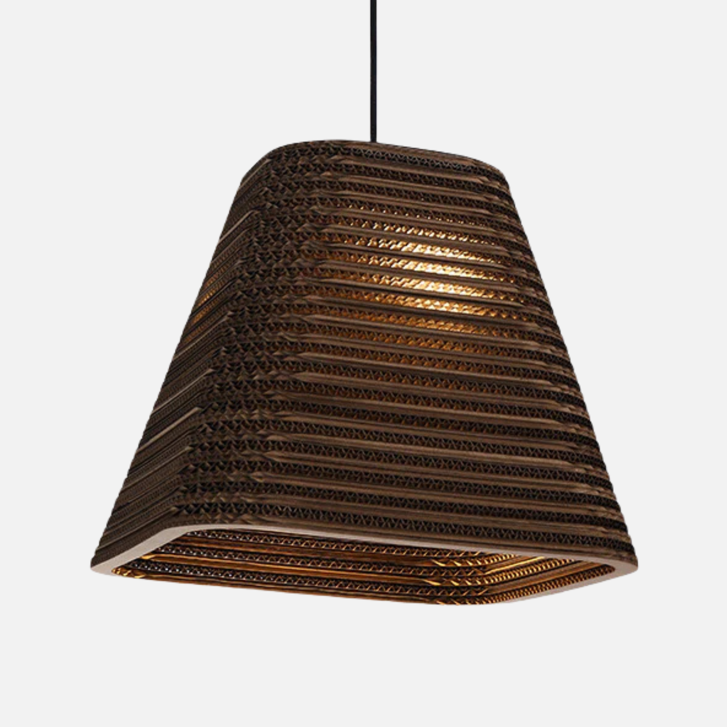 Suspension en papier carton alvéolé carré évasé design scandinave