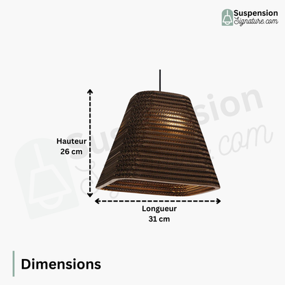 Suspension en papier carton alvéolé carré évasé design scandinave