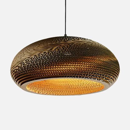Suspension en papier carton alvéolé globe aplati design scandinave