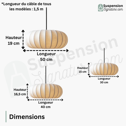 Suspension en soie boule aplatie design vintage