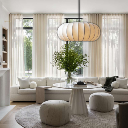 Suspension en soie boule aplatie design vintage