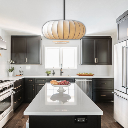 Suspension en soie boule aplatie design vintage