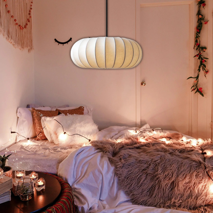 Suspension en soie boule aplatie design vintage