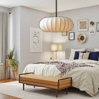 Suspension en soie boule aplatie design vintage