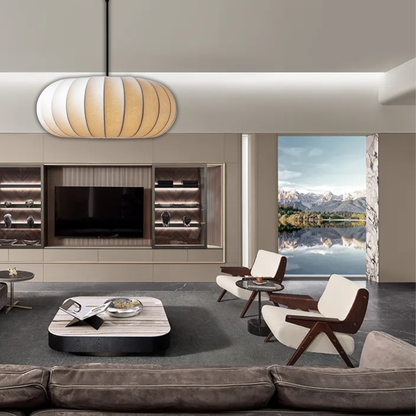 Suspension en soie boule aplatie design vintage