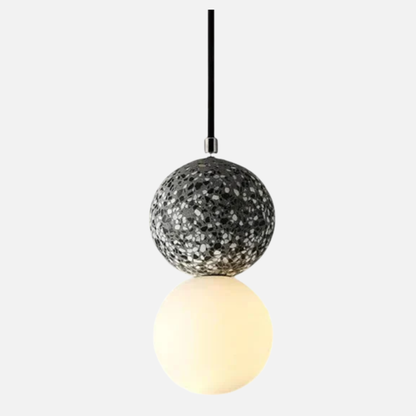 Suspension en verre double globe terrazzo design scandinave