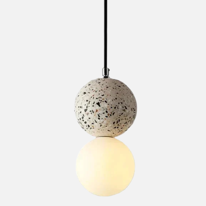 Suspension en verre double globe terrazzo design scandinave