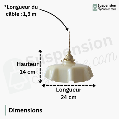 Suspension en verre et cuivre voile design vintage