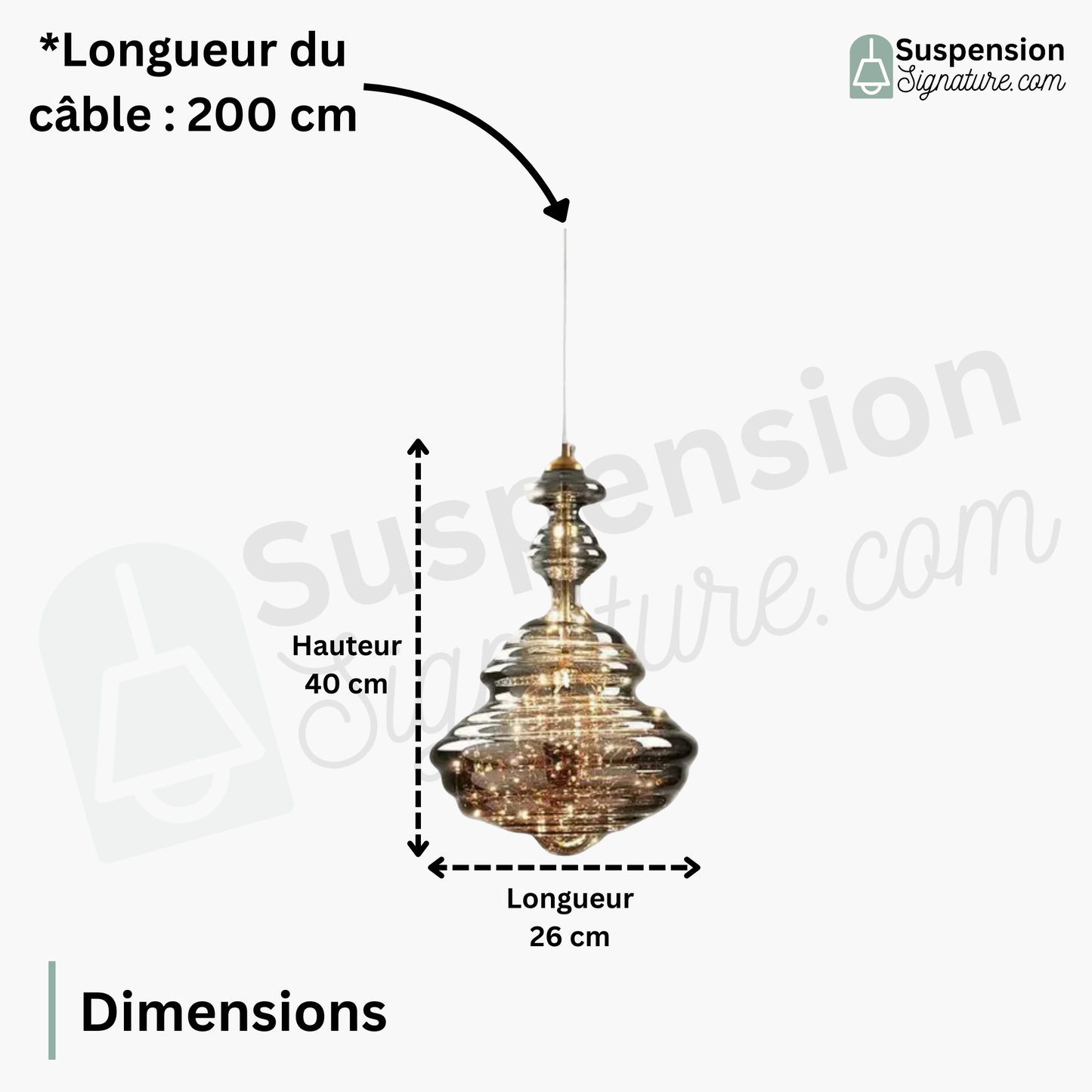 Suspension en verre filaments minis leds style baroque