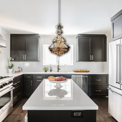 Suspension en verre filaments minis leds style baroque