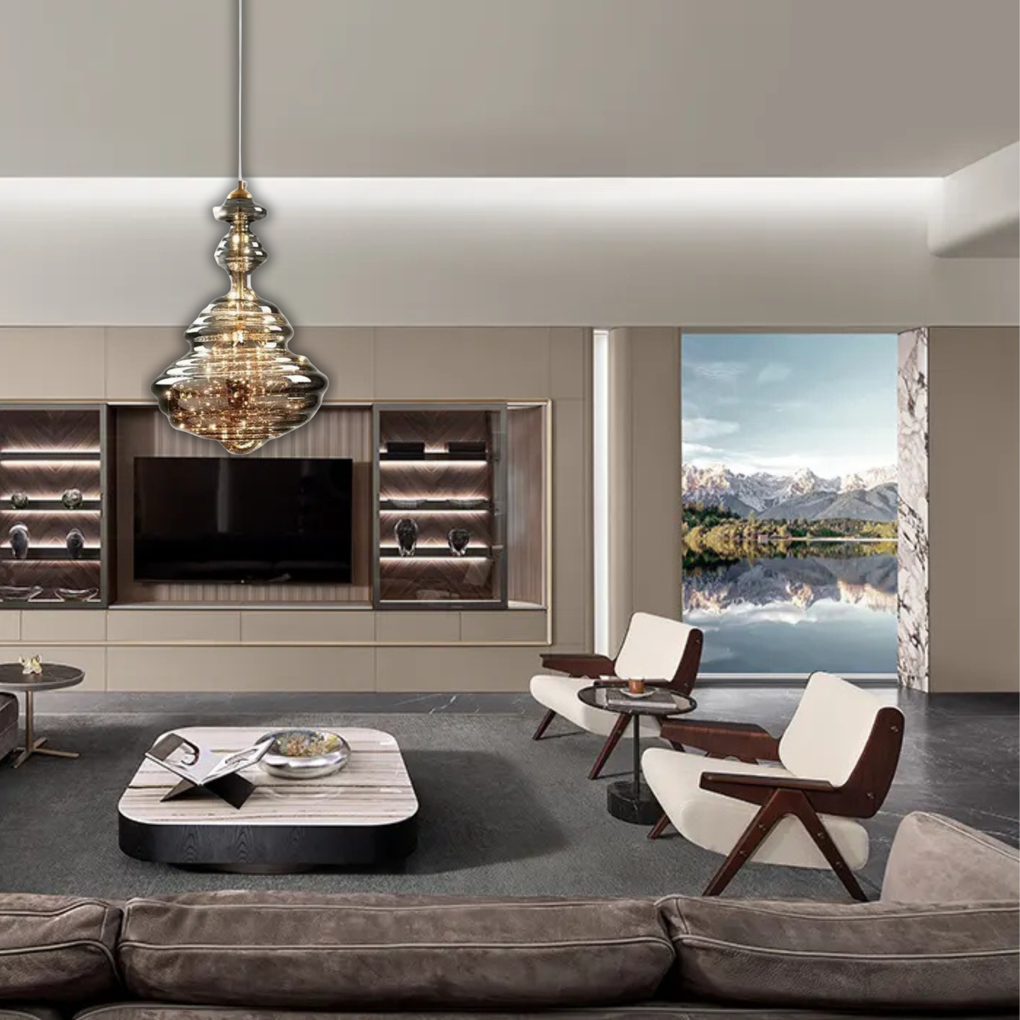 Suspension en verre filaments minis leds style baroque