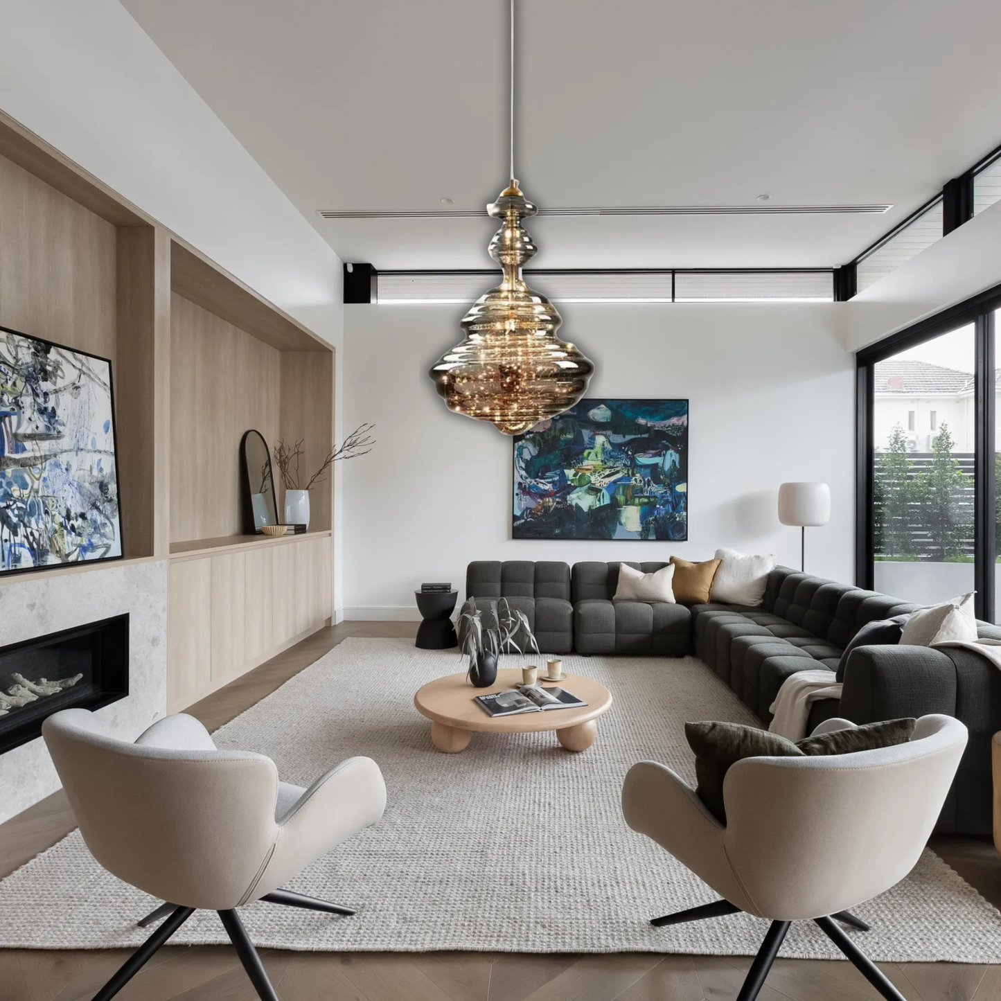 Suspension en verre filaments minis leds style baroque