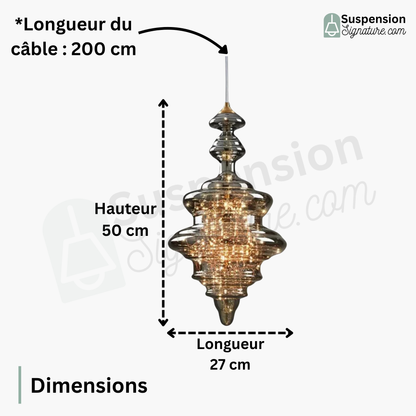 Suspension en verre filaments minis leds style royal