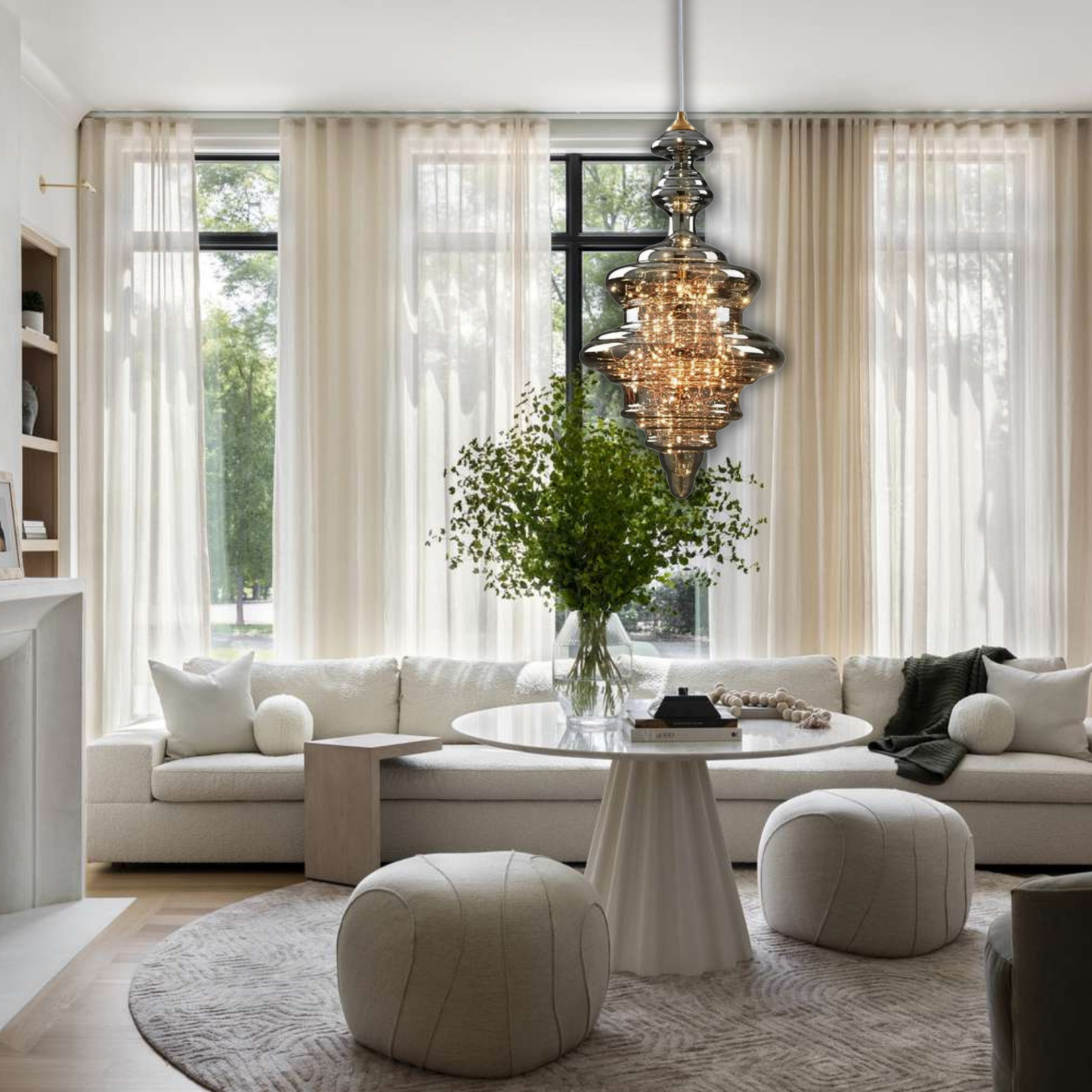 Suspension en verre filaments minis leds style royal