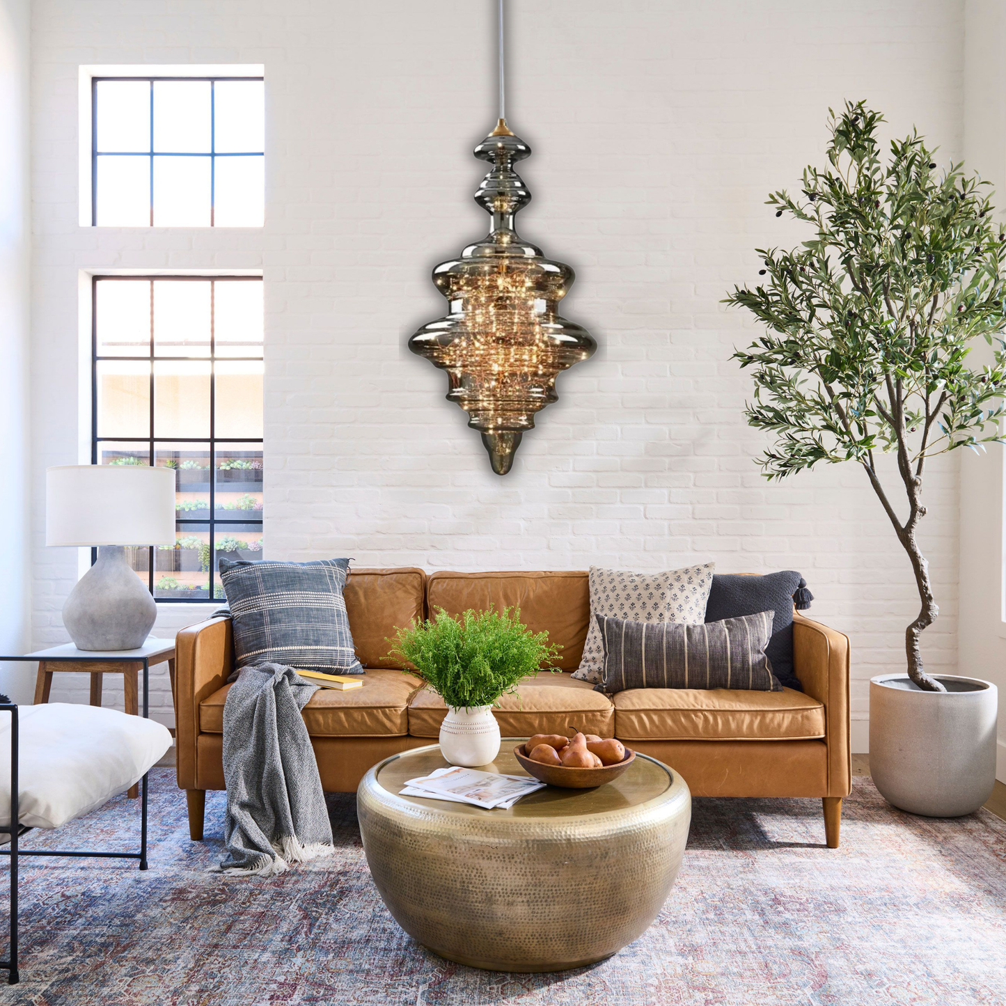 Suspension en verre filaments minis leds style royal